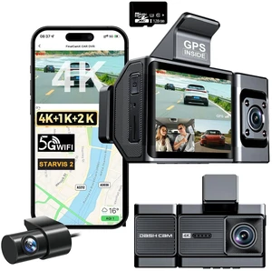 3 Channel Dash Cam, 4K+1080P+1440P Front Inside and Rear Car Camera, Free 128G Card, Triple Dash Camera Built-in WiFi GPS, HDR Night Vision, G Sensor, 170 Wide Angle, 24H Parking Mode 3 Channel Dash Cam, 4K+1080P+1440P Front Inside and Rear Car Camera, Free 128G Card, Triple Dash Camera Built-in WiFi GPS, HDR Night Vision, G Sensor, 170 Wide Angle, 24H Parking Mode