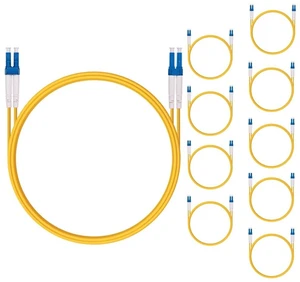10 Pack OS2 LC to LC Fiber Patch Cable, 1.5m Single Mode SFP Fiber Jumper, Duplex LC-LC 9/125um, LSZH, 5ft, for 1G/10G SMF SFP Transceiver, Router, Networks and More, Available 0.2m - 100m 10 Pack OS2 LC to LC Fiber Patch Cable, 1.5m Single Mode SFP Fiber Jumper, Duplex LC-LC 9/125um, LSZH, 5ft, for 1G/10G SMF SFP Transceiver, Router, Networks and More, Available 0.2m - 100m