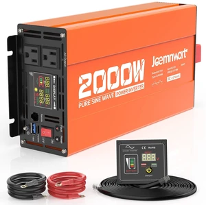 Joemnwart 2000W Pure Sine Wave Power Inverter 12V DC to 110V AC Converter for RV Truck Off-Grid Solar Inverter with 2 Quick Charging USB Ports,Dual AC Outlets,LCD Display and Remote Control Joemnwart 2000W Pure Sine Wave Power Inverter 12V DC to 110V AC Converter for RV Truck Off-Grid Solar Inverter with 2 Quick Charging USB Ports,Dual AC Outlets,LCD Display and Remote Control