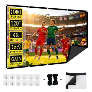 120-Inch Anti-Light Projector Screen, 4K HD 16:9 Portable Outdoor Movie Screen, Black Backing Foldable Indoor Projection Screen with High Gain & 160 Viewing Angle for Home Theater, Camping 120-Inch Anti-Light Projector Screen, 4K HD 16:9 Portable Outdoor Movie Screen, Black Backing Foldable Indoor Projection Screen with High Gain & 160 Viewing Angle for Home Theater, Camping