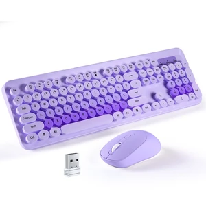 Nsyee Wireless Keyboard and Mouse Combo, 104 Round Keys Colorful Full Size Keyboard and Mouse with 2.4GHz USB Receiver for PC/Laptop/Tablet/Computer/Windows, Purple Nsyee Wireless Keyboard and Mouse Combo, 104 Round Keys Colorful Full Size Keyboard and Mouse with 2.4GHz USB Receiver for PC/Laptop/Tablet/Computer/Windows, Purple