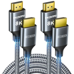 ARISKEEN 8K HDMI Cable 15FT 2-Pack, 48Gbps High Speed HDMI 2.1 Cable, 8K 60Hz, 4K 120Hz 144Hz Support for HDR 10, HDCP 2.2 2.3, eARC, DTS:X, Braided HDMI Cord Compatible with Laptop/HDTV - 15 Feet ARISKEEN 8K HDMI Cable 15FT 2-Pack, 48Gbps High Speed HDMI 2.1 Cable, 8K 60Hz, 4K 120Hz 144Hz Support for HDR 10, HDCP 2.2 2.3, eARC, DTS:X, Braided HDMI Cord Compatible with Laptop/HDTV - 15 Feet