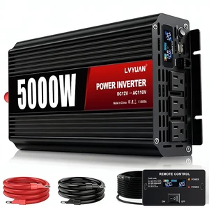 5000 Watt Power Inverter 12v to 110V/120V Converter Peak Power 10000W with 3 AC Outlets,1 USB Port, Remote Controller & LCD Screen DC to AC Inverter for RV Camping Off-Grid Solar Inverter Systems 5000 Watt Power Inverter 12v to 110V/120V Converter Peak Power 10000W with 3 AC Outlets,1 USB Port, Remote Controller & LCD Screen DC to AC Inverter for RV Camping Off-Grid Solar Inverter Systems