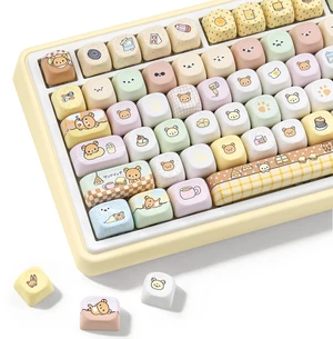 ZERRIOY Cream Bear Theme 118Keys PBT MOA Profile Dye-Sublimation Keycaps ZERRIOY Cream Bear Theme 118Keys PBT MOA Profile Dye-Sublimation Keycaps