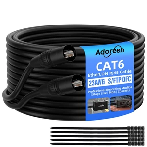 Adoreen Shielded Cat 6 Ethernet Cable 300 Ft EtherCON-Compatible RJ45 Connectors, 23 Gauge OFC EtherCON Cable, S/FTP, PVC&UV Jacket, Indoor&Outdoor for Pro Audio& Lighting, Video, Networking+Ties Adoreen Shielded Cat 6 Ethernet Cable 300 Ft EtherCON-Compatible RJ45 Connectors, 23 Gauge OFC EtherCON Cable, S/FTP, PVC&UV Jacket, Indoor&Outdoor for Pro Audio& Lighting, Video, Networking+Ties