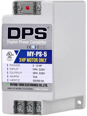 DPS Digital Phase Converter 5HP My-PS-5, Single to 3 Phase, 15A 200-240V DPS Digital Phase Converter 5HP My-PS-5, Single to 3 Phase, 15A 200-240V
