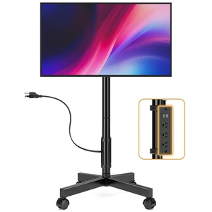 Mobile TV Stand with Power Outlets, Floor Portable TV Stand with Wheels for 23-60 Inch LCD LED OLED Panel Screen TVs with Rotation Socket Around the Pole Height Adjustable Tilt, RollingTV Cart Black Mobile TV Stand with Power Outlets, Floor Portable TV Stand with Wheels for 23-60 Inch LCD LED OLED Panel Screen TVs with Rotation Socket Around the Pole Height Adjustable Tilt, RollingTV Cart Black