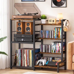 ikkle CD Storage Rack, 7-Tier DVD Storage Shelf Tower, Rustic Brown ikkle CD Storage Rack, 7-Tier DVD Storage Shelf Tower, Rustic Brown