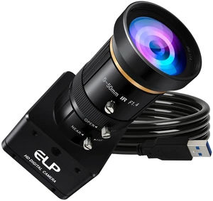 ELP High Speed Global Shutter USB3.0 Zoom Camera, 720P/200fps, 1200P/120fps, 5-50mm 10X Zoom Webcam, USB3.0/2.0 Manual Focus Lightburn Cameras for Windows, Linux, Mac, Pi ELP High Speed Global Shutter USB3.0 Zoom Camera, 720P/200fps, 1200P/120fps, 5-50mm 10X Zoom Webcam, USB3.0/2.0 Manual Focus Lightburn Cameras for Windows, Linux, Mac, Pi