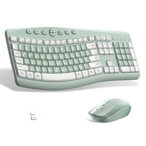 Wireless Keyboard and Mouse Combo Silent Ergonomic Curved Design for Office Wireless Keyboard and Mouse Combo Silent Ergonomic Curved Design for Office