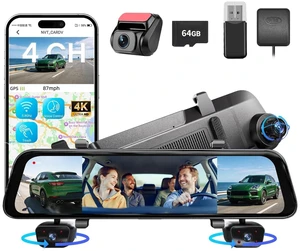 2026 4K Mirror Dash Cam 4 Channel, 12" Touch Screen Rear View Mirror Camera for Cars,4K Dashcam Front Rear Inside, IR Night Vision,WiFi,APP,GPS, Voice Control,Free 64GB SD 2026 4K Mirror Dash Cam 4 Channel, 12" Touch Screen Rear View Mirror Camera for Cars,4K Dashcam Front Rear Inside, IR Night Vision,WiFi,APP,GPS, Voice Control,Free 64GB SD
