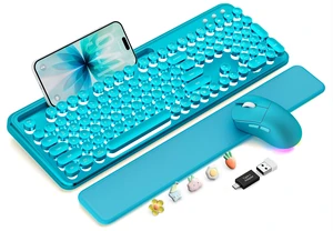 Wireless Keyboard and Mouse, Backlit Typewriter with Magnetic Wrist Rest Wireless Keyboard and Mouse, Backlit Typewriter with Magnetic Wrist Rest