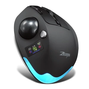 zelotes Wireless Trackball Mouse with Display,Ergonomic Bluetooth Mouse,Rechargeable,4800 DPI, 3-in-1(BT +2.4GHz USB Receiver+Type-C), 8 Programmable Buttons,LED Lighting,for Laptop, PC, Pad,Bl zelotes Wireless Trackball Mouse with Display,Ergonomic Bluetooth Mouse,Rechargeable,4800 DPI, 3-in-1(BT +2.4GHz USB Receiver+Type-C), 8 Programmable Buttons,LED Lighting,for Laptop, PC, Pad,Bl