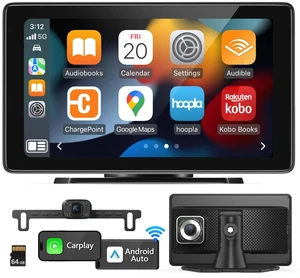 FEISIKE 7" HD Portable Wireless Carplay Screen for Car, Touchscreen Car Stereo, Apple CarPlay & Android Auto, Front/Rear View Camera Stereo Receiver for Car Bluetooth FM Transmitter AUX TF FEISIKE 7" HD Portable Wireless Carplay Screen for Car, Touchscreen Car Stereo, Apple CarPlay & Android Auto, Front/Rear View Camera Stereo Receiver for Car Bluetooth FM Transmitter AUX TF