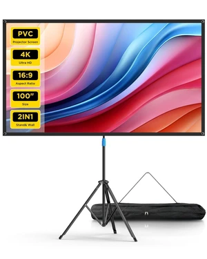 Projector Screen with Stand, 100 Inch Portable Projector Screen Outdoor Indoor, 1.5 Gain Fiberglass Projection Screen, 4K Ultra HD 16:9 Outdoor Movie PVC Screen for Movie Night (Grey Screen) Projector Screen with Stand, 100 Inch Portable Projector Screen Outdoor Indoor, 1.5 Gain Fiberglass Projection Screen, 4K Ultra HD 16:9 Outdoor Movie PVC Screen for Movie Night (Grey Screen)