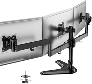 Triple Monitor Stand fits 3 Screens up to 27 Inches, Freestanding Triple Monitor Stand fits 3 Screens up to 27 Inches, Freestanding
