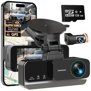 4K+4K Dash Cam Front and Rear, Free 128GB Card Included, 5.8GHz WiFi-20MB/s Fast Download, Dash Camera for Cars with Accurate GPS, G-Sensor, WDR Night Vision, 3.39" IPS Screen, 24H Parking Mode 4K+4K Dash Cam Front and Rear, Free 128GB Card Included, 5.8GHz WiFi-20MB/s Fast Download, Dash Camera for Cars with Accurate GPS, G-Sensor, WDR Night Vision, 3.39" IPS Screen, 24H Parking Mode