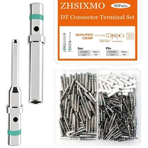 ZHSIXMO Deutsch Pin Connector Kit 90 Pairs Deutsch Solid Pin and Socket DT Contact/Terminal, DT Connector Contact Size 16 Male Pin/Female Socket, Suit for Wire Size 14-20AWG ZHSIXMO Deutsch Pin Connector Kit 90 Pairs Deutsch Solid Pin and Socket DT Contact/Terminal, DT Connector Contact Size 16 Male Pin/Female Socket, Suit for Wire Size 14-20AWG