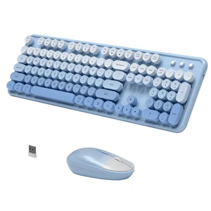 KEQTFT Colorful Wireless Computer Keyboard and Mouse, Blue Gradient KEQTFT Colorful Wireless Computer Keyboard and Mouse, Blue Gradient