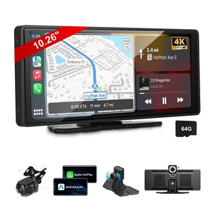 Portable Wireless Carplay Screen Monitor 4K Front Dash &1080P Backup Camera Portable Wireless Carplay Screen Monitor 4K Front Dash &1080P Backup Camera