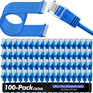 Chapou 100 Pack Cat6a Patch Cables Bulk 3ft Slim Ethernet Cables, 10gbps High Speed, Snagless Flexible Cat6a Cable for Patch Panel, Switch, Router, Gold Plated Rj45 Chapou 100 Pack Cat6a Patch Cables Bulk 3ft Slim Ethernet Cables, 10gbps High Speed, Snagless Flexible Cat6a Cable for Patch Panel, Switch, Router, Gold Plated Rj45
