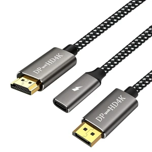4K HDMI to DisplayPort 6.6Ft, Bidirectional DisplayPort to HDMI Cable 4K HDMI to DisplayPort 6.6Ft, Bidirectional DisplayPort to HDMI Cable