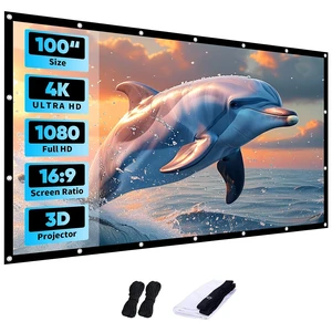 WISHOLY Projector Screen 100 inch,4K Movie Projector Screen 16:9 HD Foldable and Portable Anti-Crease Indoor Outdoor Projection Double Sided Video Projector Screen for Home, Party, Office, Classroom WISHOLY Projector Screen 100 inch,4K Movie Projector Screen 16:9 HD Foldable and Portable Anti-Crease Indoor Outdoor Projection Double Sided Video Projector Screen for Home, Party, Office, Classroom