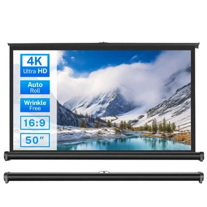 50 inch Small Projector Screen, Goldengrainv Retractable Pull Up Screen, Floor Projector Screen, 16:9 4K Portable Screen for Projector, Roll Down Movie Screen for Gaming Indoor, Mini White Screen 50 inch Small Projector Screen, Goldengrainv Retractable Pull Up Screen, Floor Projector Screen, 16:9 4K Portable Screen for Projector, Roll Down Movie Screen for Gaming Indoor, Mini White Screen