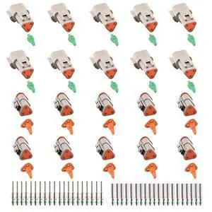 ST6247 DT 3 Pin Connector 10 Sets, Gray Waterproof Electrical Wire Connector with Solid Contacts 14-20AWG ST6247 DT 3 Pin Connector 10 Sets, Gray Waterproof Electrical Wire Connector with Solid Contacts 14-20AWG