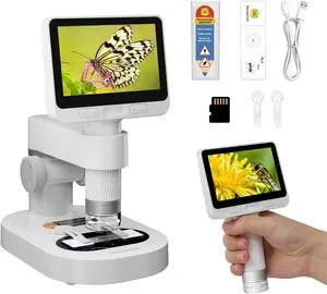 Digital Microscope for Kids, 100x-1600x Portable Microscope with 8 Adjustable LED Lights for Adults, 4.0'' Inch IPS Screen,8G SD Card Included Digital Microscope for Kids, 100x-1600x Portable Microscope with 8 Adjustable LED Lights for Adults, 4.0'' Inch IPS Screen,8G SD Card Included