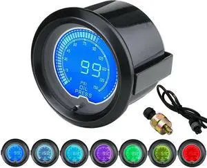 Black 7 Color LED Display 100 PSI Oil Pressure Gauge Kit for Car Truck| Includes Pressure Sensor | 7 Adjustable Color LED | Dual Digital Analog Output |2-1/16" 52mm Black 7 Color LED Display 100 PSI Oil Pressure Gauge Kit for Car Truck| Includes Pressure Sensor | 7 Adjustable Color LED | Dual Digital Analog Output |2-1/16" 52mm