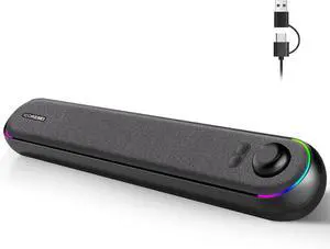 Desktop Computer Speakers, Stereo Soundbar, Bluetooth 5.3, USB/USB-C Power and Audio Transmission, Plug-and-Play, Compatible with PC, Mac, Laptops, Monitors, RGB Lighting, Wired Gaming Speakers Desktop Computer Speakers, Stereo Soundbar, Bluetooth 5.3, USB/USB-C Power and Audio Transmission, Plug-and-Play, Compatible with PC, Mac, Laptops, Monitors, RGB Lighting, Wired Gaming Speakers
