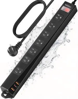 Outdoor Power Strip Weatherproof IPX6,1625W/13A 6 Ft Extension Cord with Multiple Outlets,7 AC & 3 USB, Wall Mount for Camping,Poolside,Garden,Workshop Outdoor Power Strip Weatherproof IPX6,1625W/13A 6 Ft Extension Cord with Multiple Outlets,7 AC & 3 USB, Wall Mount for Camping,Poolside,Garden,Workshop