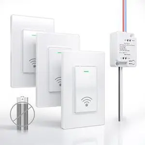 Wireless Remote Light Switch Kit, 3 Switches + 1 Receiver, Battery-Free Wireless Wall Switch, No New in-Wall Wiring, No Wi-Fi, for Hallway, Garage, Basement Wireless Remote Light Switch Kit, 3 Switches + 1 Receiver, Battery-Free Wireless Wall Switch, No New in-Wall Wiring, No Wi-Fi, for Hallway, Garage, Basement