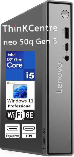 ThinkCentre neo 50q Gen 5 Mini Desktop PC, Core i5-13420H 8-Core, 16GB DDR5 RAM, 512GB SSD, WiFi 6E, Bluetooth 5.3, Dual Display, USB-C, Windows 11 Pro - Business Office Remote Work ThinkCentre neo 50q Gen 5 Mini Desktop PC, Core i5-13420H 8-Core, 16GB DDR5 RAM, 512GB SSD, WiFi 6E, Bluetooth 5.3, Dual Display, USB-C, Windows 11 Pro - Business Office Remote Work