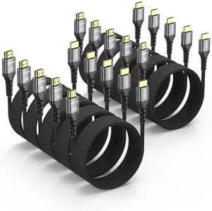 8K HDMI Cable 6FT 10-Pack, High Speed 48Gbps HDMI 2.1 Cord, Support 8K@60Hz & 4K@120Hz, HDR10+, SBTM, 12bit, 3D, eARC, Dolby Atmos, DTS:X, HDCP 2.3 for TV, Monitor, TV, Roku, Soundbar, PS5, Xbox 8K HDMI Cable 6FT 10-Pack, High Speed 48Gbps HDMI 2.1 Cord, Support 8K@60Hz & 4K@120Hz, HDR10+, SBTM, 12bit, 3D, eARC, Dolby Atmos, DTS:X, HDCP 2.3 for TV, Monitor, TV, Roku, Soundbar, PS5, Xbox