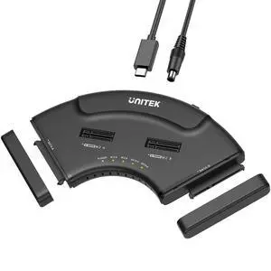 4-in-1 Dual M.2 & Dual SATA Hard Drive Enclosure, 4-Bay USB-C Docking Station for 2X NVMe PCIe & 2X 2.5/3.5" SATA SSDs HDDs, 10Gbps USB 3.2 Gen2 Tool-Free UASP Trim for PC Mac Linux Android 4-in-1 Dual M.2 & Dual SATA Hard Drive Enclosure, 4-Bay USB-C Docking Station for 2X NVMe PCIe & 2X 2.5/3.5" SATA SSDs HDDs, 10Gbps USB 3.2 Gen2 Tool-Free UASP Trim for PC Mac Linux Android