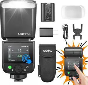 Godox V480-C Camera Flash for Canon, V480C with Diffuser TTL High-Speed Sync on Camera Flash GN50 1/8000s 650 Full-Power Flashes with 7.2V/2200mAh Rechargeable Battery Godox V480-C Camera Flash for Canon, V480C with Diffuser TTL High-Speed Sync on Camera Flash GN50 1/8000s 650 Full-Power Flashes with 7.2V/2200mAh Rechargeable Battery