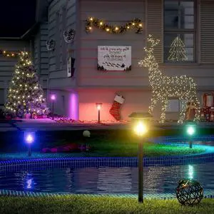 2 Pack Solar Pathway Lights Outdoor Waterproof - Auto RGB Color Changing Solar Lights, IP65, 12H Bright, Durable Plastic - Perfect Christmas Decor for Garden & WalkwayRGB Flash Mode Only 2 Pack Solar Pathway Lights Outdoor Waterproof - Auto RGB Color Changing Solar Lights, IP65, 12H Bright, Durable Plastic - Perfect Christmas Decor for Garden & WalkwayRGB Flash Mode Only