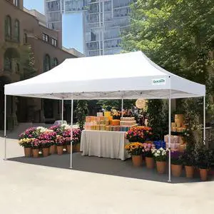 10x20 Heavy Duty Pop up Canopy Tent, Easy up Commercial Instant Shelter with Wheeled Bag for Outdoor, Parties, Markets, Camping, 500D Silver Coated UPF 50+ Sun Shield 10x20 Heavy Duty Pop up Canopy Tent, Easy up Commercial Instant Shelter with Wheeled Bag for Outdoor, Parties, Markets, Camping, 500D Silver Coated UPF 50+ Sun Shield