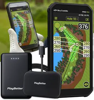 SkyCaddie PRO 5X Handheld Golf GPS - Power Bundle with Portable Charger & Protective Hard Case - TruePoint Precision Positioning Technology - 5.5" Display, 35,000 Maps, Dynamic HoleVue SkyCaddie PRO 5X Handheld Golf GPS - Power Bundle with Portable Charger & Protective Hard Case - TruePoint Precision Positioning Technology - 5.5" Display, 35,000 Maps, Dynamic HoleVue