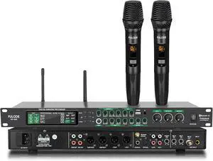 AX-666 Professional Karaoke Processor KTV Mixer with Dual Wireless Microphones, Digital Pre-Stage Effector Audio Vocal Effects Processor System with DSP Anti-Howling USB MP3 Bluetooth Optical AX-666 Professional Karaoke Processor KTV Mixer with Dual Wireless Microphones, Digital Pre-Stage Effector Audio Vocal Effects Processor System with DSP Anti-Howling USB MP3 Bluetooth Optical