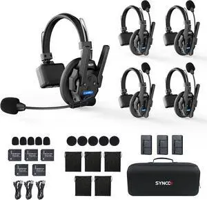 XTALK XPRO5 Wireless Intercom Headset System, 500m/1640ft 2.4GHz Communication Headsets for 5 Person with Noise Reduction Film Documentary TV Production, Xtalk-Xpro-X5-headset-intercom, Black XTALK XPRO5 Wireless Intercom Headset System, 500m/1640ft 2.4GHz Communication Headsets for 5 Person with Noise Reduction Film Documentary TV Production, Xtalk-Xpro-X5-headset-intercom, Black
