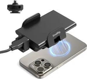 Universal SSD Holder for MagSafe, SSD Mount Bracket for Samsung T5 T7 SSD, for SanDisk SSD,for iPhone 17/16/15/14, for Camera Cage, with Cold Shoe & Cable Clamp, 40-60mm Wide Clamping - 5196 Universal SSD Holder for MagSafe, SSD Mount Bracket for Samsung T5 T7 SSD, for SanDisk SSD,for iPhone 17/16/15/14, for Camera Cage, with Cold Shoe & Cable Clamp, 40-60mm Wide Clamping - 5196