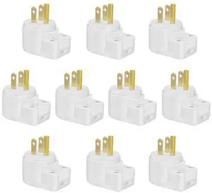 10 PCS 12-Position Adjustable NEMA 5-15P Right Angle Plug,15A 125V 3-Prong AC Power Connector,90 Degree Angled Plug for Tight Spaces,DIY Replacement(White) 10 PCS 12-Position Adjustable NEMA 5-15P Right Angle Plug,15A 125V 3-Prong AC Power Connector,90 Degree Angled Plug for Tight Spaces,DIY Replacement(White)
