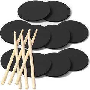 10 Drum Practice Pads + 6 Drum Sticks -Drum Practice Pads Kit with Drum Sticks for Portable Drumming in Class, School or anywhere Snare practice 10 Drum Practice Pads + 6 Drum Sticks -Drum Practice Pads Kit with Drum Sticks for Portable Drumming in Class, School or anywhere Snare practice