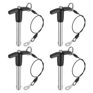 4Pcs T Handle Lock Pins, 9.5mm x 50mm Usage Length Stainless Steel Push-Button Quick Release Pin 4Pcs T Handle Lock Pins, 9.5mm x 50mm Usage Length Stainless Steel Push-Button Quick Release Pin