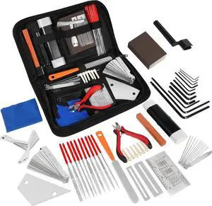 Guitar Repairing Maintenance Kit with Measuring Ruler Gauges Files Hex Wrenches String Winder Cutter Cleaner for Guitar Bass Ukulele Banjo, Guitar Setup Tool Kit for Luthier Beginner Enthusiast Guitar Repairing Maintenance Kit with Measuring Ruler Gauges Files Hex Wrenches String Winder Cutter Cleaner for Guitar Bass Ukulele Banjo, Guitar Setup Tool Kit for Luthier Beginner Enthusiast