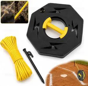 Sports Standard String Winder Kit Include 500 ft 9-Strands Strong Nylon String Line and 30cm Ground Nail, Large Capacity Baseball Field Line Cord Storage Reel with Multiple Tie-Off Slots Sports Standard String Winder Kit Include 500 ft 9-Strands Strong Nylon String Line and 30cm Ground Nail, Large Capacity Baseball Field Line Cord Storage Reel with Multiple Tie-Off Slots
