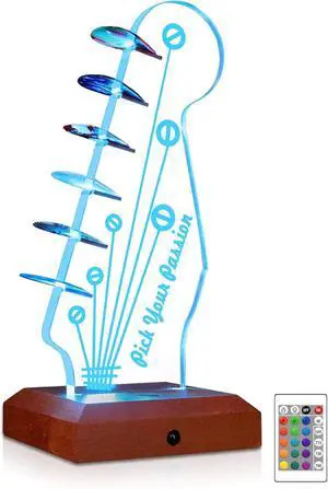 Guitar Accessories, Light Up Guitar Pick Holder, 16-Color Changing Acrylic & Wood Guitar Headstock Display for Picks, Gift for Guitarists Musician Guitar Accessories, Light Up Guitar Pick Holder, 16-Color Changing Acrylic & Wood Guitar Headstock Display for Picks, Gift for Guitarists Musician